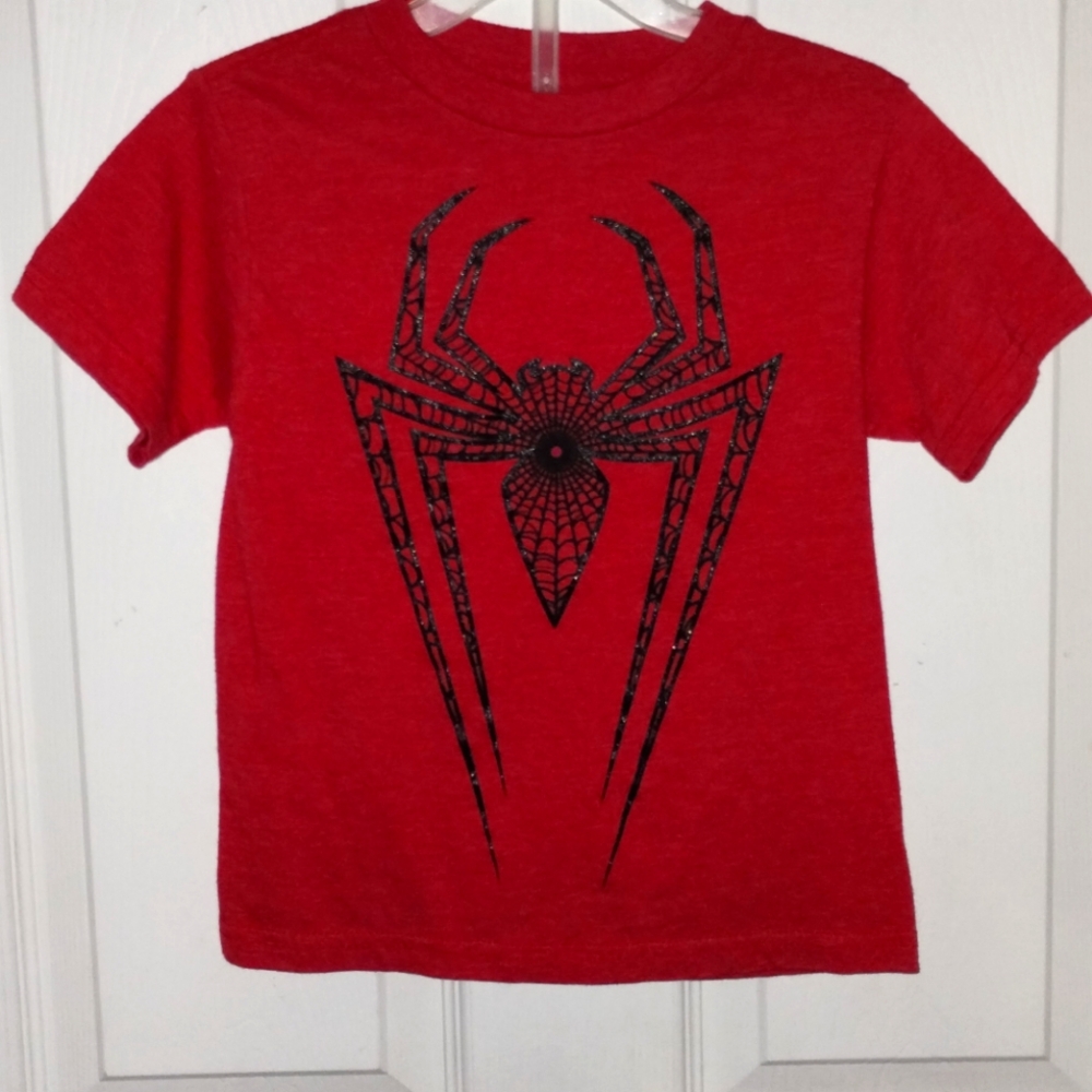 Marvel Spiderman Boys Size XS Red & Black Short sleeve tee EUC